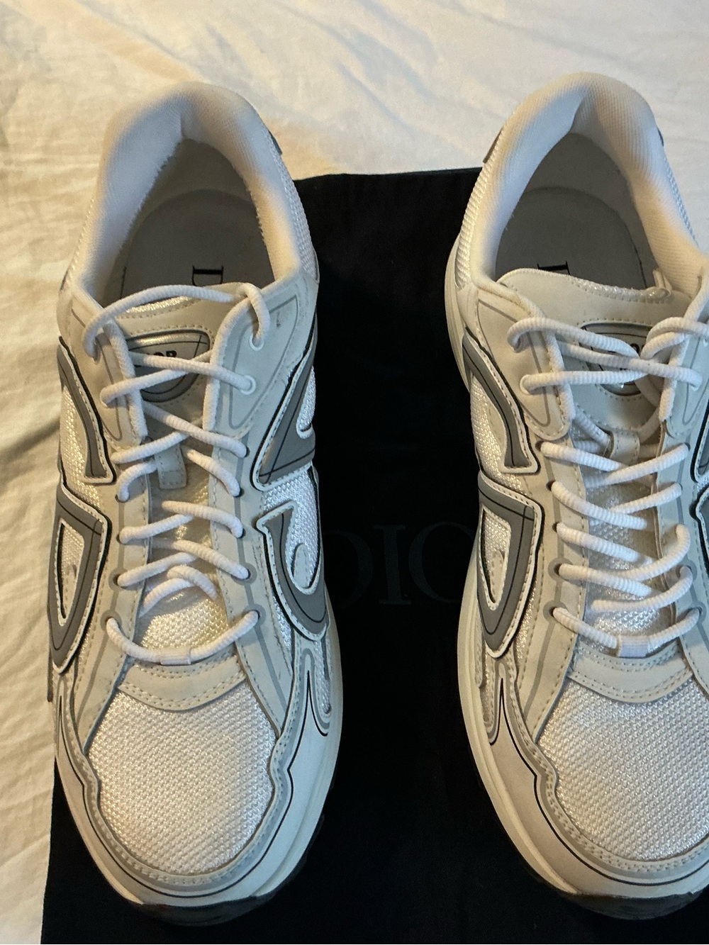 Dior Men’s White Sneakers with Gray Accents